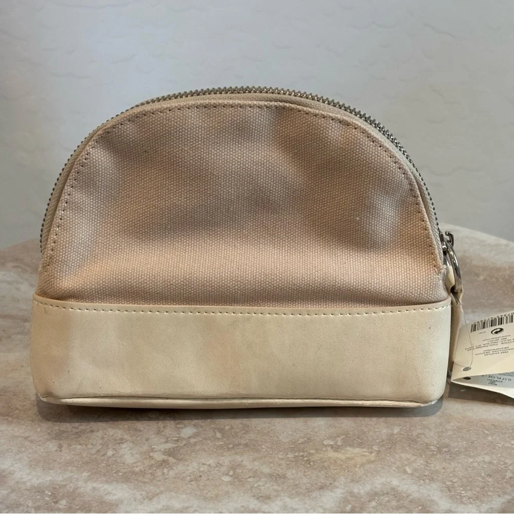 Chloe rounded linen and pleather cosmetic bag